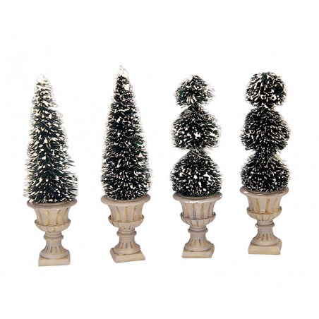 Cone-Shaped & Sculpted Topiaries Set Of 4 - Lemax 34965