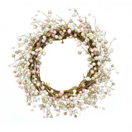 Corona Natalizia con Perline Colorate D.55 cm