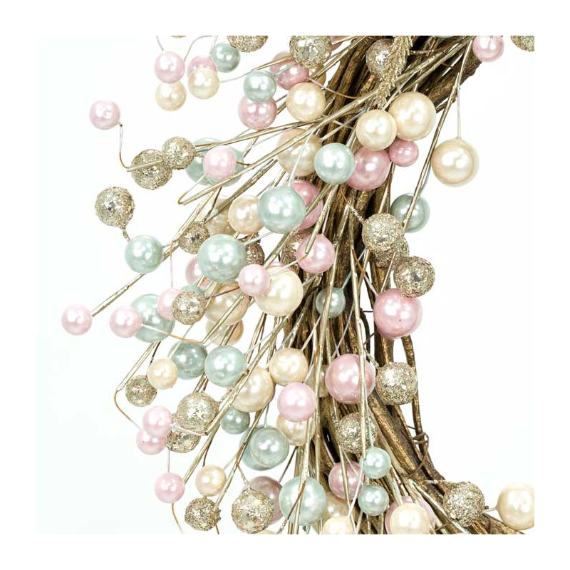 Corona Natalizia con Perline Colorate D.55 cm