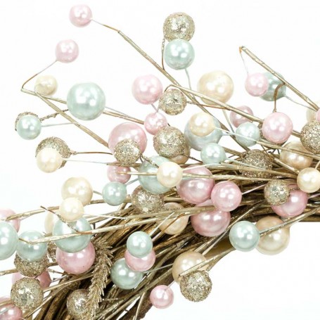 Corona Natalizia con Perline Colorate D.55 cm