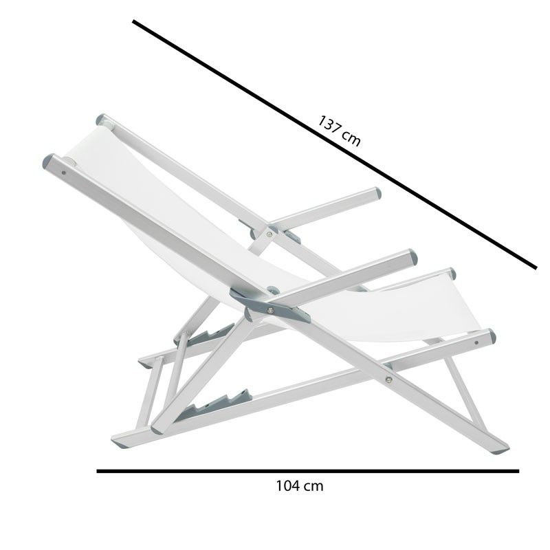 Sedia Sdraio da Giardino e Spiaggia in Alluminio Bianca Olaf