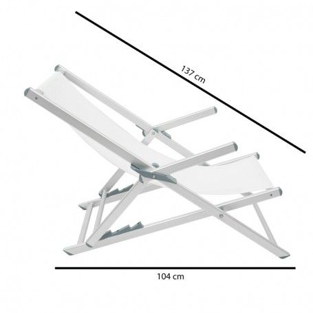 Sedia Sdraio da Giardino e Spiaggia in Alluminio Bianca Olaf