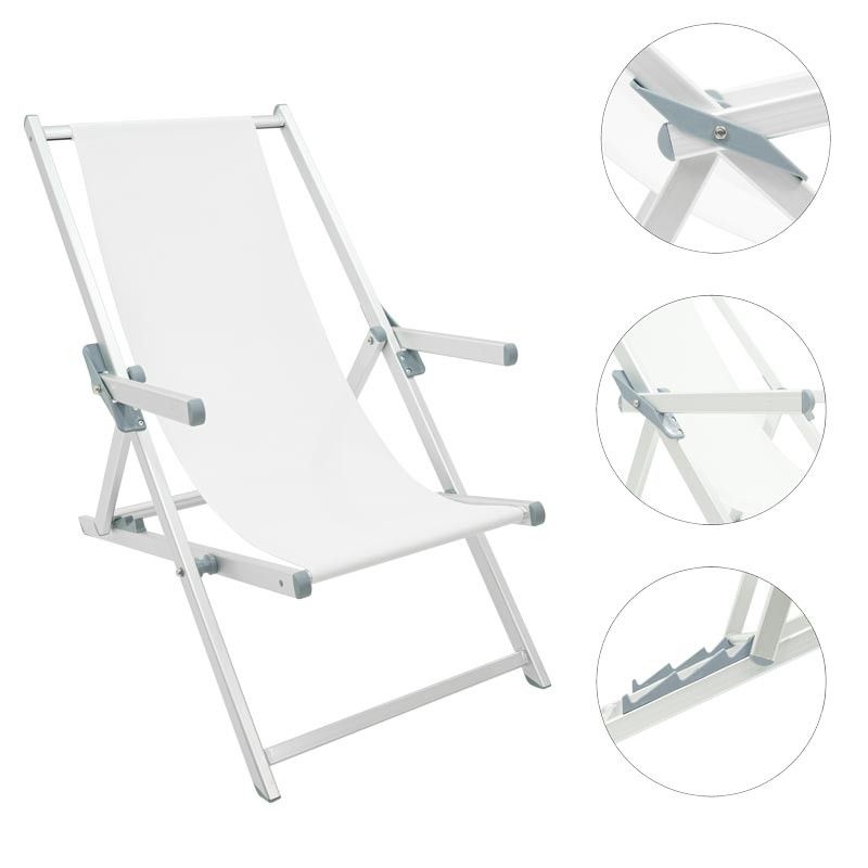 Sedia Sdraio da Giardino e Spiaggia in Alluminio Bianca Olaf