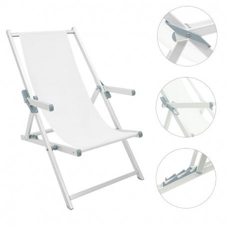 Sedia Sdraio da Giardino e Spiaggia in Alluminio Bianca Olaf