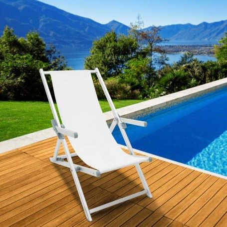 Sedia Sdraio da Giardino e Spiaggia in Alluminio Bianca Olaf