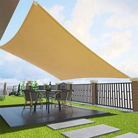 Vela Quadrata in Poliestere, Parasole Completo di Anelli 5 mt Tortora Vela Quadrata in Poliestere, Parasole Completo di Anelli 5 mt Tortora