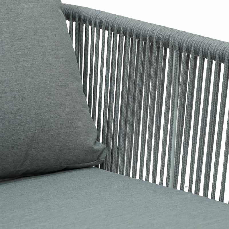 Set Divano da Giardino in Alluminio e Corde - Lipari Bianco e Grigio