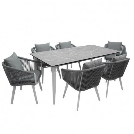 Tavolo Rettangolare per Esterni in Alluminio Bianco e Grigio | Panarea
