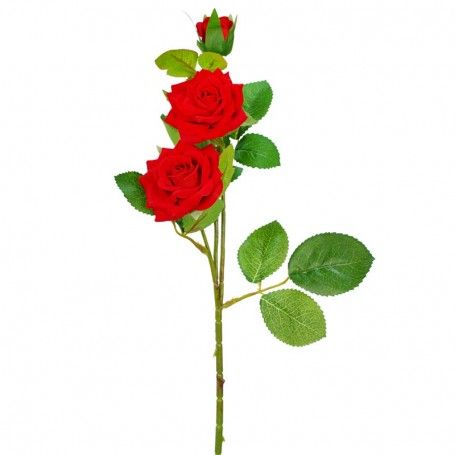 Ramo con 3 Rose in Velluto Rosso H.55 cm