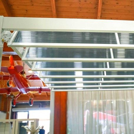 Gazebo da Giardino in Alluminio Bianco 3x3 m Copertura con Pannelli Mobili