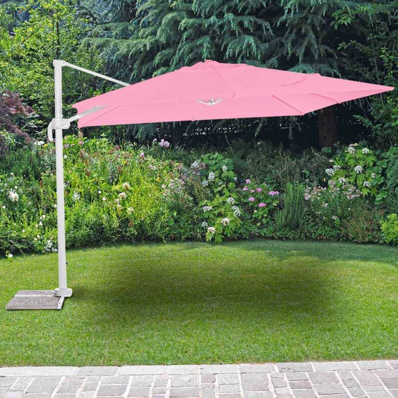 Ombrellone Decentrato da Giardino in Alluminio 3x3 mt Rosa | Alba