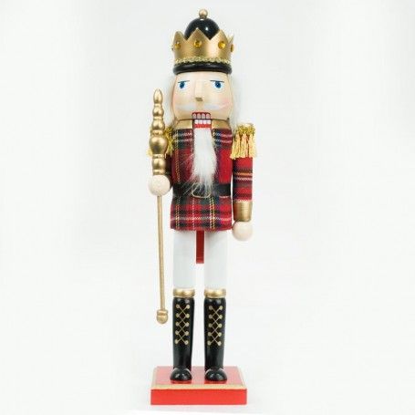 Schiaccianoci Natalizio con Scettro e Giacca a Quadri H.38 cm