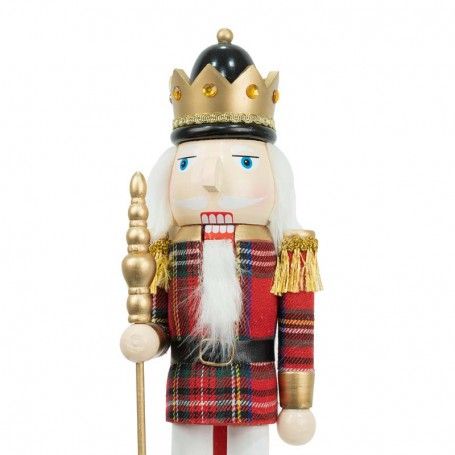 Schiaccianoci Natalizio con Scettro e Giacca a Quadri H.38 cm