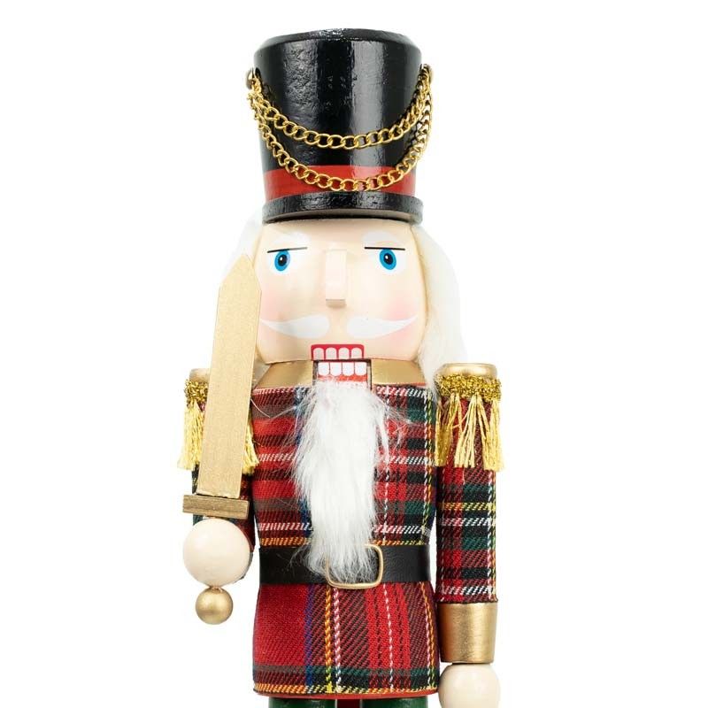 Schiaccianoci Natalizio con Spada e Giacca a Quadri H.38 cm
