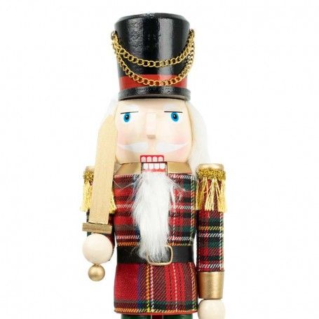 Schiaccianoci Natalizio con Spada e Giacca a Quadri H.38 cm