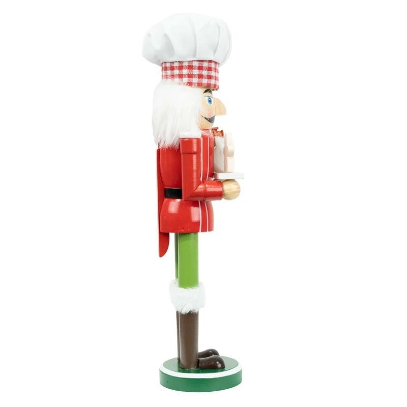 Schiaccianoci Natalizio Chef con Vassoio e Biscotti H.38 cm
