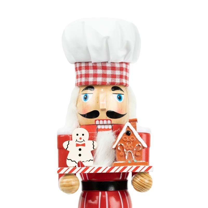 Schiaccianoci Natalizio Chef con Vassoio e Biscotti H.38 cm
