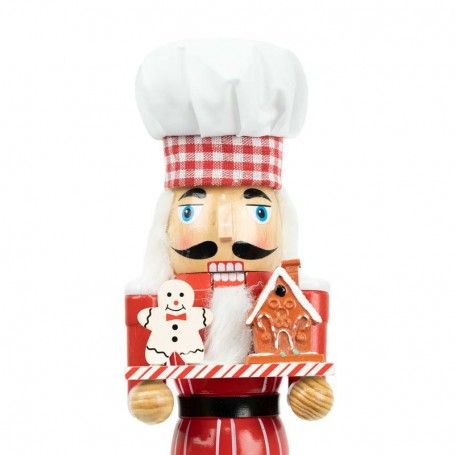 Schiaccianoci Natalizio Chef con Vassoio e Biscotti H.38 cm
