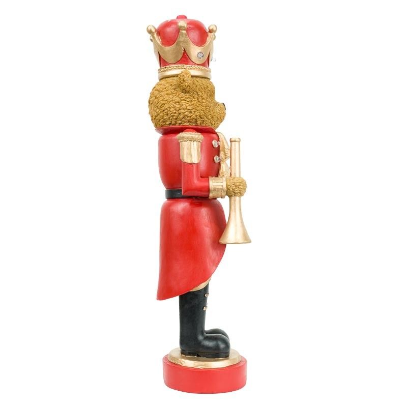 Orso Schiaccianoci Natalizio con Tromba e Corona H.46,5 cm