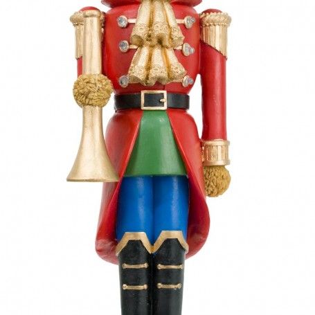 Orso Schiaccianoci Natalizio con Tromba e Corona H.46,5 cm