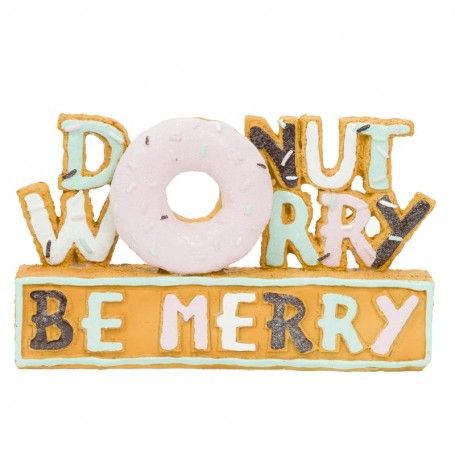 Scritta Natalizia "Donut Worry be Merry" in Resina 16,5x3x10 cm