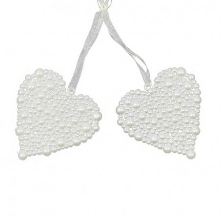 Set 2 Cuori Natalizi da Appendere Perlati