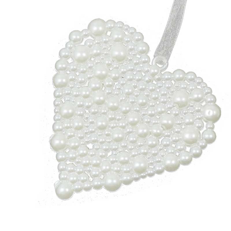 Set 2 Cuori Natalizi da Appendere Perlati