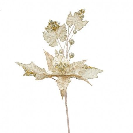 Ramo con Stella di Natale in Velluto Beige H.43 cm