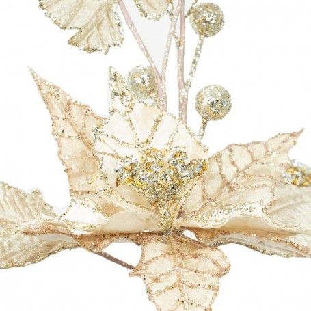 Ramo con Stella di Natale in Velluto Beige H.43 cm