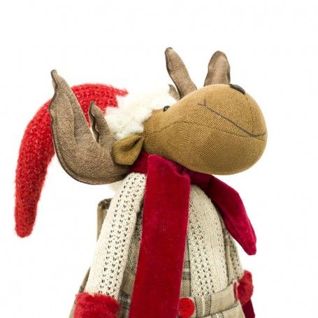Renna Natalizia in Piedi con Gonna Beige a Quadri H.70 cm Renna Natalizia in Piedi con Gonna Beige a Quadri H.70 cm
