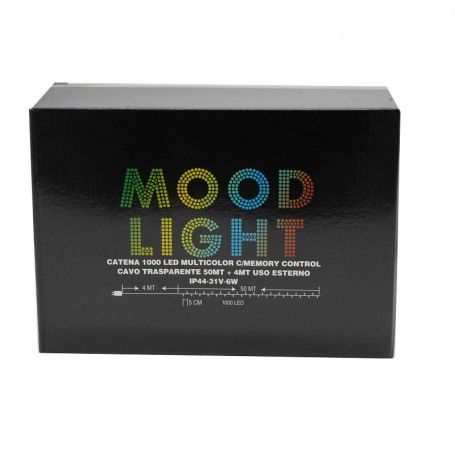 Catena Luminosa Multicolor 1000 Led| Cavo Trasparente| Funzione Memory |50 metri Uso Esterno IP44