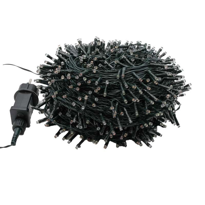 Catena Luminosa Multicolor 1000 Led| Cavo Verde| Funzione Memory |50 metri Uso Esterno IP44