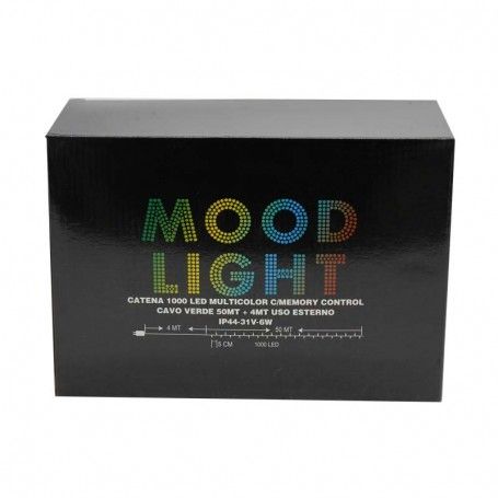 Catena Luminosa Multicolor 1000 Led| Cavo Verde| Funzione Memory |50 metri Uso Esterno IP44