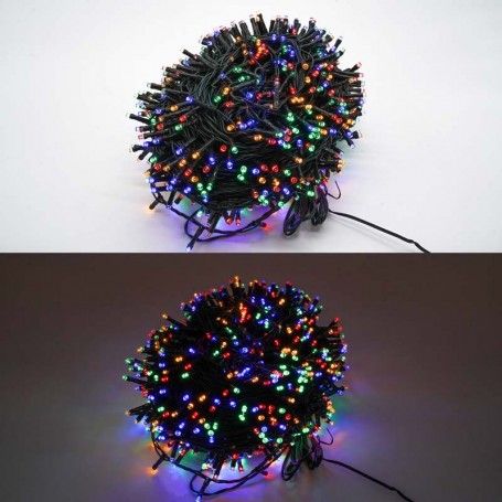 Catena Luminosa Multicolor 1000 Led| Cavo Verde| Funzione Memory |50 metri Uso Esterno IP44