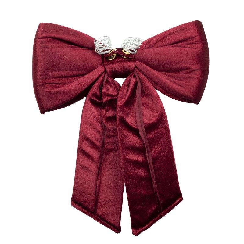 Fiocco Natalizio con Ganci in Velluto Bordeaux 4 Misure