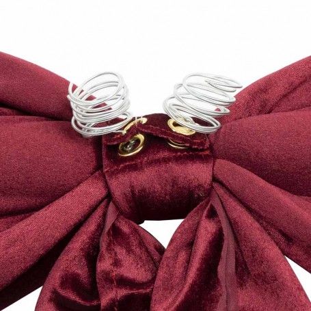 Fiocco Natalizio con Ganci in Velluto Bordeaux 4 Misure