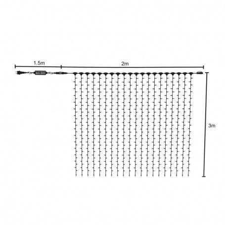 Tenda Luminosa Professionale 2 x h.3 metri Connettibile | 540 Led Bianco Caldo + 60 Flash | Uso esterno IP67