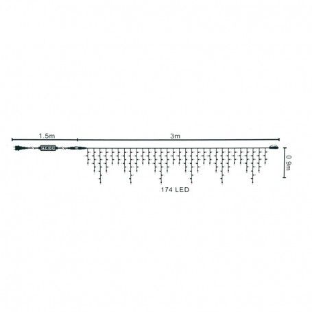 Pioggia Luminosa professionale Prolungabile | Cavo Bianco 3 x h.0,9 mt | 156 Led Bianco Caldo + 18 Flash | Uso esterno IP67 Pioggia Luminosa professionale Prolungabile | Cavo Bianco 3 x h.0,9 mt | 156 Led Bianco Caldo + 18 Flash | Uso esterno IP67