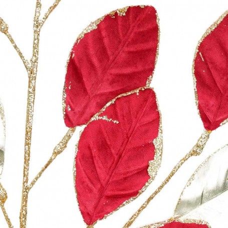 Ramo Natalizio con Foglie Rosse e Oro H.76 cm