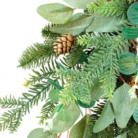 Corona Natalizia con Foglie Verdi e Pigne D.68 cm