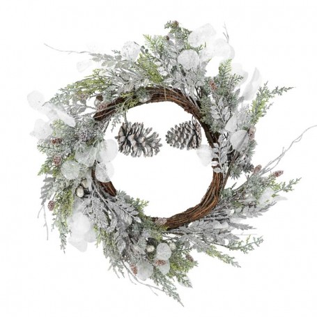 Corona Natalizia Innevata con Pigne D.73 cm