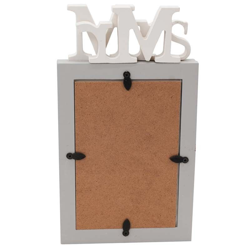 Cornice Mr & Mrs in Legno Grigio 27x23 cm