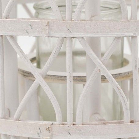 Lanterna in Legno Bianco Intrecciato 14x14xH.38 cm