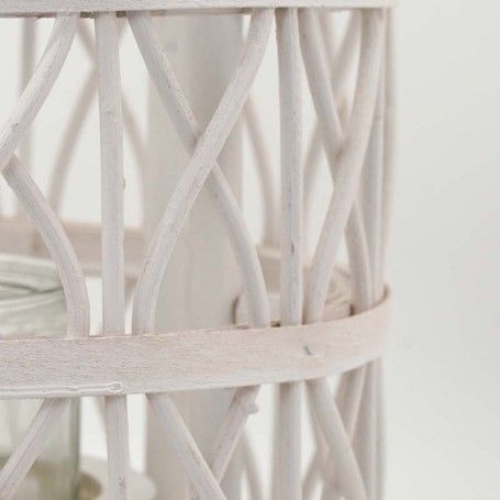 Lanterna in Legno Bianco Intrecciato 14x14xH.38 cm