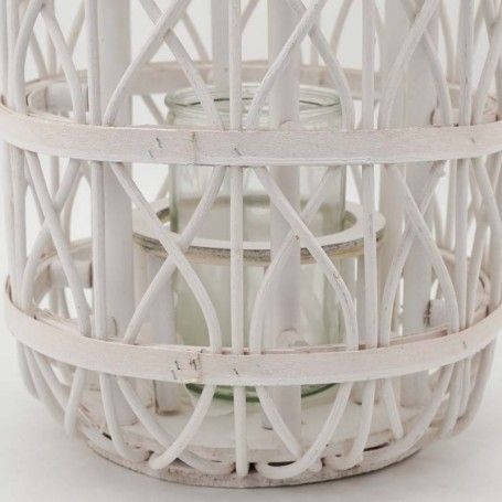 Lanterna in Legno Bianco Intrecciato 14x14xH.38 cm