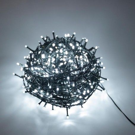 Catena con 480 Luci Led Bianco Freddo con Cavo Verde 24 metri, Uso Esterno