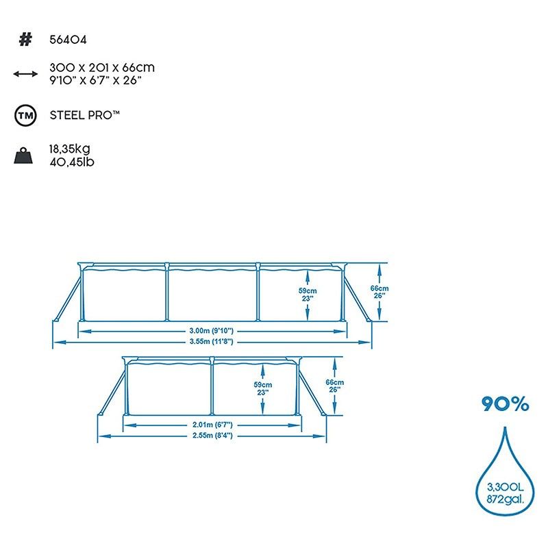 Piscina Steel Pro 300x201x66 cm - Bestway 56404