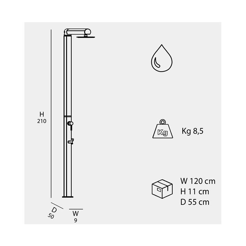 Doccia Tradizionale Quick con Soffione da 25 cm e Lavapiedi - Arkema