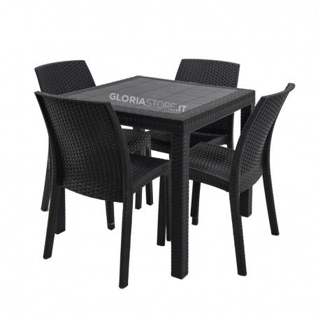 Tavolo per Esterni Antracite 80x80 cm - Dallas