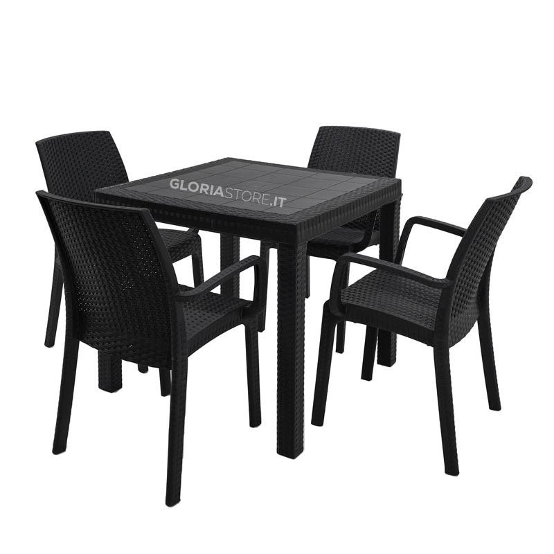 Tavolo per Esterni Antracite 80x80 cm - Dallas